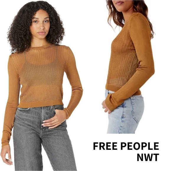 Free People Sweaters - NWT FREE PEOPLE H20 Crew Pullover in Size Small, Tiger Eye Color